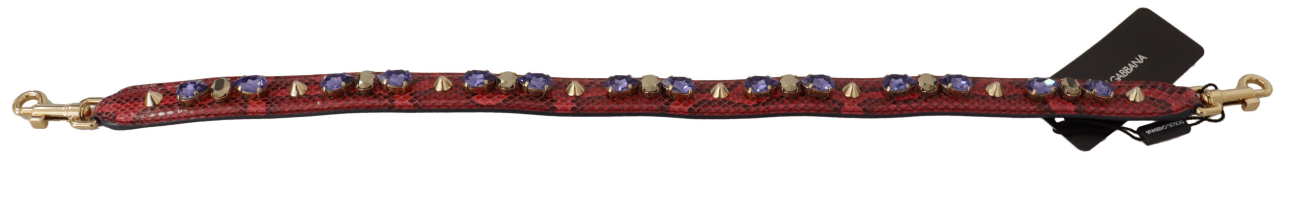 Dolce & Gabbana Kristal Omuz Askılı Kırmızı Egzotik Deri Çanta